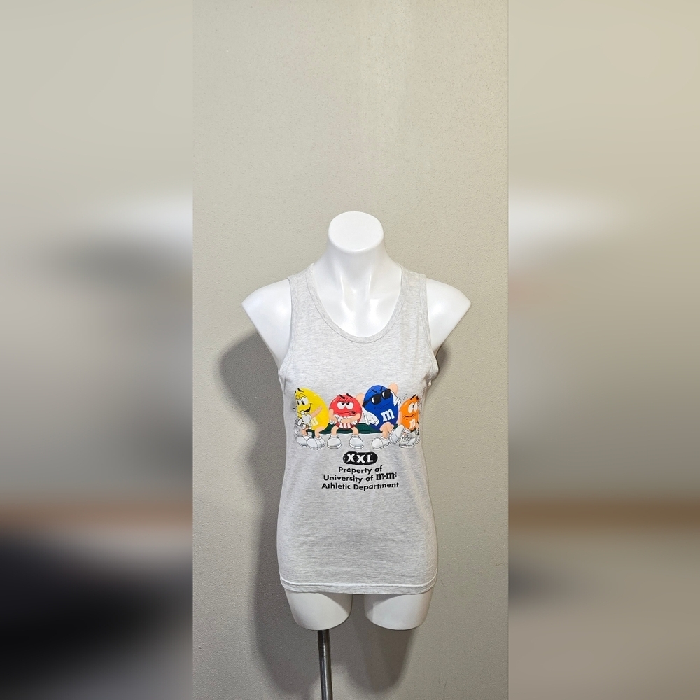 Vintage 90s M&M's Athletic Dept. Tank Funny Candy Humor Tee Size Small